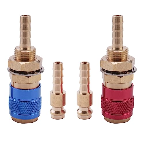 RESFNSE 2Pcs 6mm Water Cooled Air Cooled Gas Water Adapter Quick Connector Fitting for MIG TIG Welding Torch Plug, Blue+Red