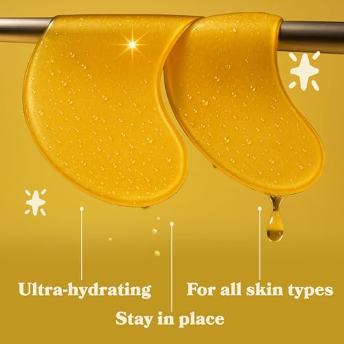 le gushe gold under eye patches for puffy eyes and dark circles 20 pairs - hydrating collagen under eye masks with snail mucin - soothing puffy eyes treatment for women amp men - bridesmaid gifts