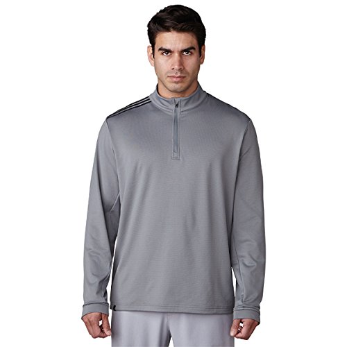 adidas Golf Men's Adi 3-Stripes Classic 1/4 Zip Jacket, Vista Grey, Small