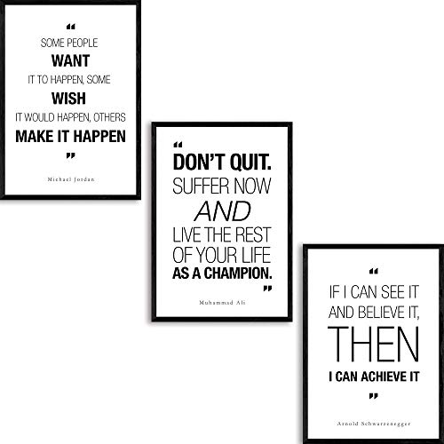 Preisvergleich Produktbild Inspirierende Zitate Motivierende Poster Geschenke Arnold Schwarzenegger Muhammad Ali Michael Jordan Poster Zimmer Wandkunst Dekor - Größe A2
