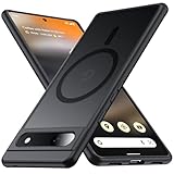 FNDMIL【NO.1 マグネット式】Google Pixel 6a 用 ケース [MagSafe 対応] ワイヤレス充電対応 [半透明マット] [指紋防止] [米軍MIL規格耐衝撃] ソフトシリコンフレーム 薄型ハードケース マグセーフ対応 グーグルピクセル6a ケース カバー 6.1インチ 「ブラック」