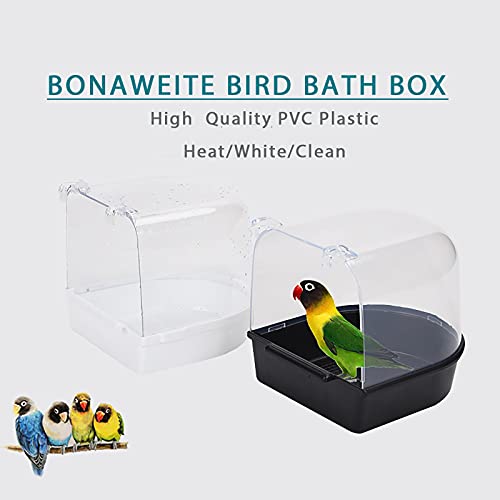 Bonaweite Bird Bath Box, Caged Parrot Bathing Tub, Parakeet Birdcage Accessory Supplies Bathroom for Small Canary Budgerigar Cockatiel Lovebird Budgies