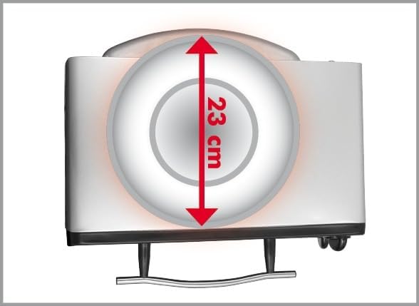 Trisa Mini Oven showing internal capacity of 23 cm diameter