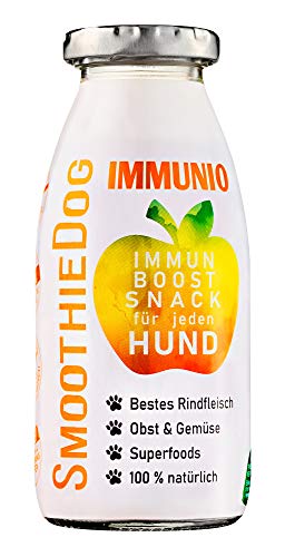 Hunde Smoothie SmoothieDog 6er Immunio (Rind) - Flüssiges Hundeleckerli - Zucker- & glutenfrei - je 250ml