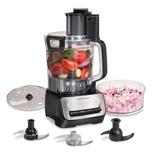 Hamilton Beach Stack & Snap Food Processor and Vegetable Chopper, BPA Free, Stainless Steel Blades, 14 Cup + 4-Cup Mini Bowls, 3-Speed 500 Watt Motor, Black (70585)