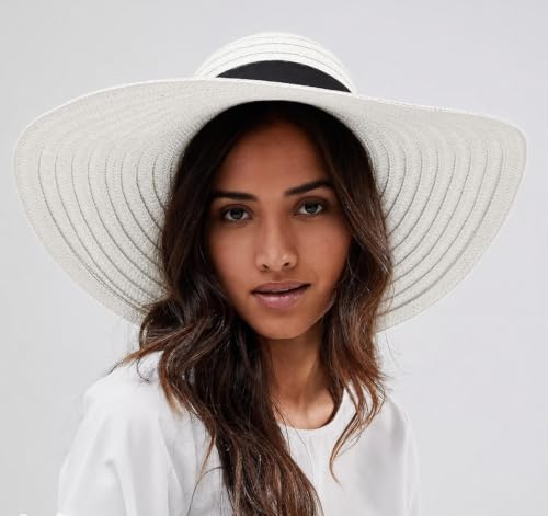 Image of Summer Medium Brim Floppy Beach Straw Hats for Women