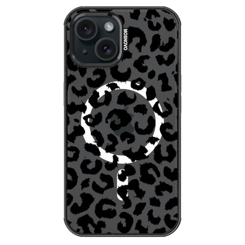 Protection antichoc iPhone 15 léopard noir compatible chargeur MagSafe