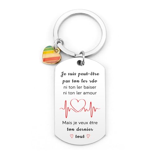 Porte Clés Cadeau Saint Valentin Homme Femme Original Cadeau Couple Petit Ami Petite Amie Porte Clés Legami Saint Valentin Acier Inoxydable Pendentif Cœur Arc-en-Ciel Cadeaux Parfait pour Anniversaire
