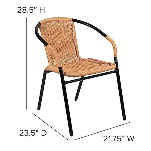 Image of Flash Furniture Lila 4 Pack Beige Rattan Indoor-Outdoor Restaurant Stack Chair | Versatile and Stylish Seating