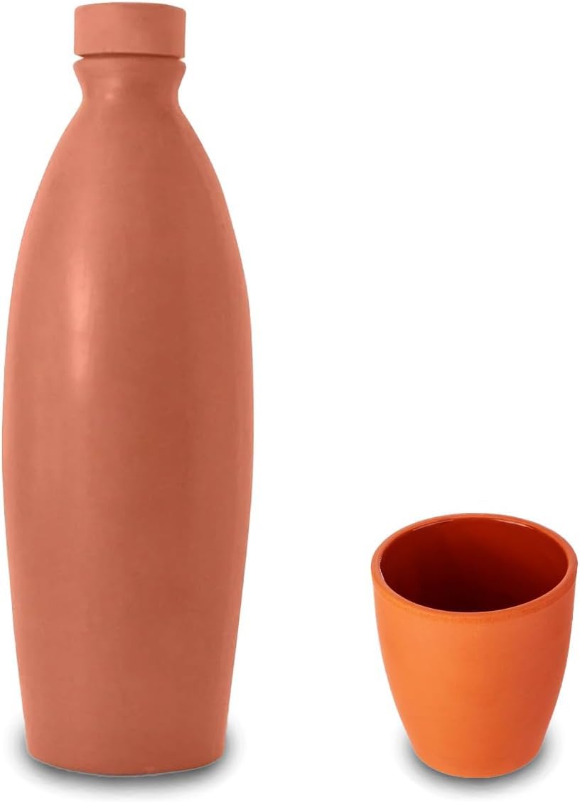 Red Clay Water Bottle, Original Handcrafted Pottery, BPA Free