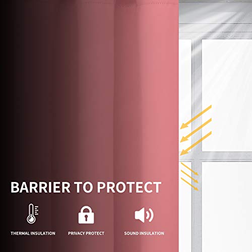 Image of Easy-Going Blackout Curtains for Bedroom, Solid Thermal Insulated Grommet and Noise Reduction Window Drapes, Room Darkening Curtains for Living Room, 2 Panels (52x63 in,Pink)