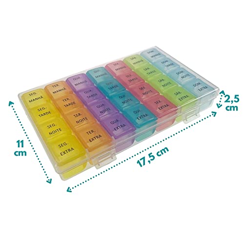 Porta Comprimidos Organizador De Medicamentos Remédio Diário e Semanal Caixa Organizadora De Medicaç