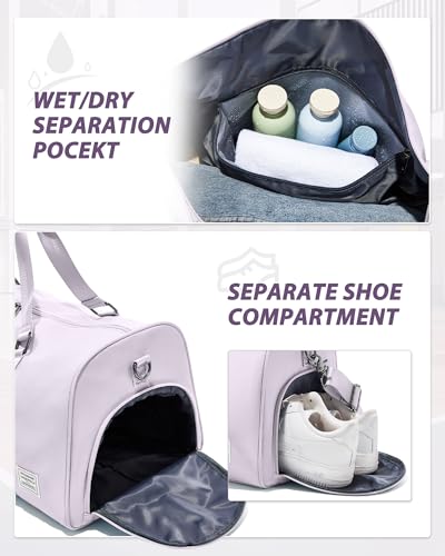 Image of Travel Duffle Bag,Weekender Overnight Bags for Women with Shoes Compartment,Tote Gym Bag Personal Item Carry On Bag for Travel Business Trips Sport Hospital Dance Purple