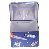 Warmhm Sparschwein Aus Blech Mit Astronauten-Design Abschließbar Für Junge Mädchen Geldsparer Mit Schloss Schatzkiste Für Heimdekoration Und Kinderspielbereich