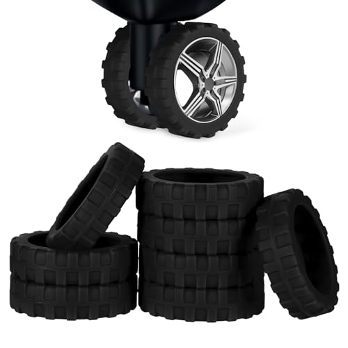 8pcs Luggage Wheel Covers, Portable Suitcase Caster Cover Silicone Spinner Luggage Wheel Protector Noise Resistant Anti-Wear Luggage Accessories for Most 8 Caster Suitcase (black)