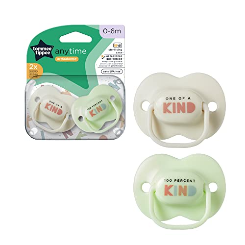 Tommee Tippee Anytime Chupete con Diseño Anatómico Simétrico, de Silicona y Sin BPA, Incluye...