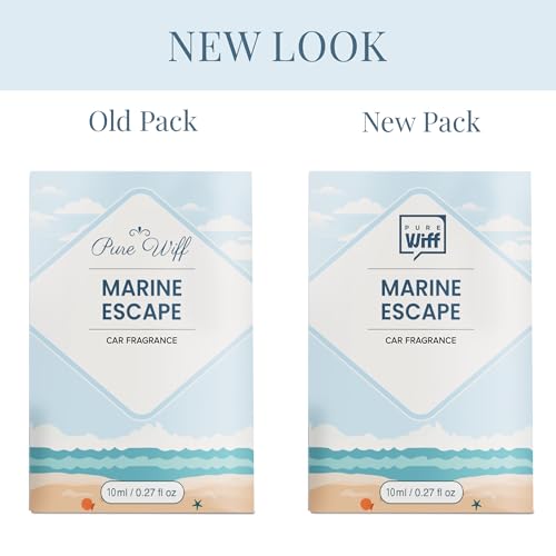 Image of Marine Escape Car Perfume Diffuser - 10ML Long Lasting Hanging Car Air Freshener | Premium Car Fragrance Oils in Glass Bottle with Wooden Diffuser Cap | Lasts up to 75 Days | IFRA Certified