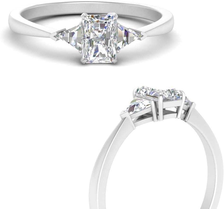 Choose Your Gemstone Trillion Cathedral Ring Sterling Silver Radiant Shape 3 Stone Engagement Rings Affordable for Your Girlfriend, Wife, Partner Wedding US Size 4 to 12
