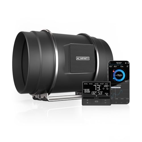 AC Infinity CLOUDLINE PRO T8 – Leises Inline-Lüftersystem 200 mm mit Temperatur-/Feuchtigkeits-VPD-Controller und App-Steuerung, für Grow-Zelte und Hydroponik