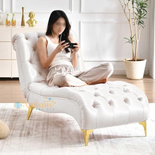Image of Lazy Couch and Reclining Sofa /Recliner Chaise Longue /Fabric recliners /for Bedroom /Living Room /Office Reception Recliner Lounge Sofa and Armchair (Off White)
