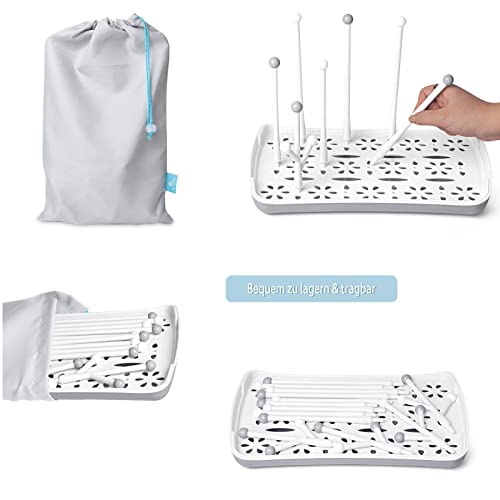 Termichy Trockenständer Babyflaschen, Abtropfgestell für Babyflaschen, Flaschen, grauSaugern, Bechern und Babyflaschen Zubehör, BPA-frei, Grau – Bild 6