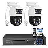 Fuers 8CH 4K Security Camera System with 2pcs Wired 6MP PoE Dual Lens Security Cameras,8 Channel POE Network Video Recorder with 500GB Hard Drive,Smart Person Detection,Mobile APP & PC Remote