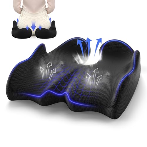 VOXON X-Large Memory Seat Cushion for Office Chair Ergonomic Coccyx Cushion and Back Support, Pressure Relief for Hip, Sciatica, Memory Foam Seat Cushions for Gamming Chair, Car Seat, Wheelchair