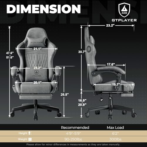 Image of GTPLAYER ACE-PRO Music Gaming Chairs - Built-in Speakers, App Support & Bluetooth Control, Computer Game Chairs with Footrest for Adults, Ergonomic Reclining Silla, Linkage Armrest, Grey