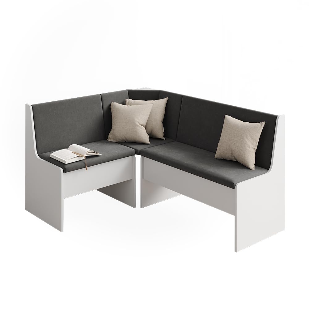 Vicco Gruppo panca ad angolo Ramon, Bianco, 150 x 51 cm con spazio di archiviazione, con vano portaoggetti sotto la seduta per spazio aggiuntivo