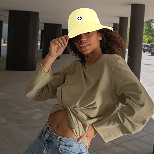 Sun Hat For Women Men Cotton Uv Protection Bucket Hat Summer Fishing Hunting Hiking Travel Cap Double-Sided Reversible Wide Brim Beach Hat Unisex Girls Packable Outdoor(Yellow) #TOP1