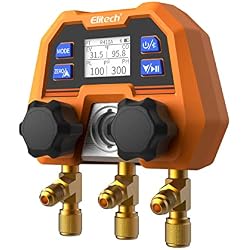 Elitech Smart Digital Manifold Gauge DMG-4B, 3-Way HVAC Refrigerant Tester with Bluetooth, OTA Remote Upgrade, 140+ Refrigerants Support, R410A R134A R22, Advanced Modes Expandable via App