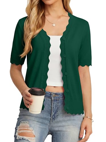 Image of GRECERELLE Summer Short Sleeve Cardigan for Womens Lightweight Cropped Knit Sweater Shrug