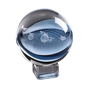 CurCKuad Planet Model Dekorationen, 3D -Sonnensystem Kristallkugel graviertes Sonnensystem Miniatur Planeten Modell Glas…