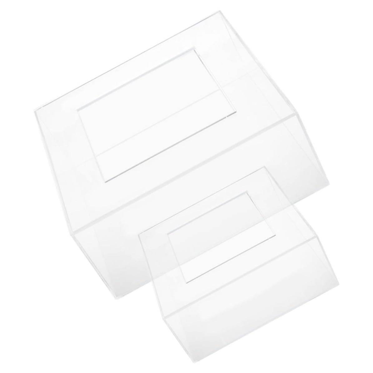 2 Stück Transparenter Acryl Kuchenständer Quadratisch mit Deckel