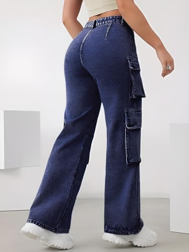 Image of CHKOKKO Women High Rise Denim Solid Regular Fit Jeans