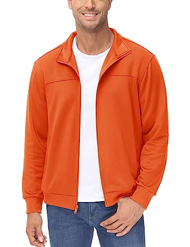 MAGCOMSEN Men's Track Jacket - Zip Up Lightweight Outerwear - Casual/Active/All Season Workout Jacket - White