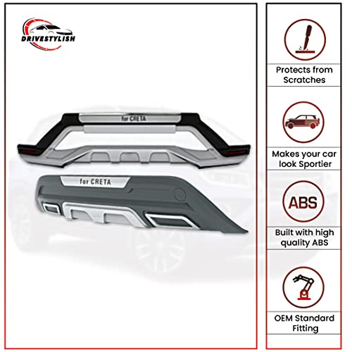 Image of Acrylonitrile Butadiene Styrene (ABS) Front & Rear Bumper Protector Guard for Hyundai Creta 2018-19