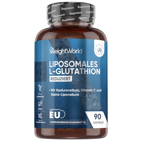 Liposomales L Glutathion Komplex (Reduziert) - 1000 mg Glutathione pro Portion - Mit Vitamin C Hyaluron Phospholipidkomplex & Alpha Liponsäure (ALA) - 90 Kapseln - 1 Monat Vorrat - WeightWorld