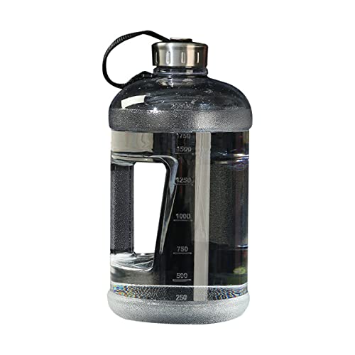 CMLLING Botella de agua deportiva, botella de agua de plástico con asa, botellas de agua grandes con gran capacidad para el hogar, la oficina, el gimnasio y al aire libre (transparente) Cover