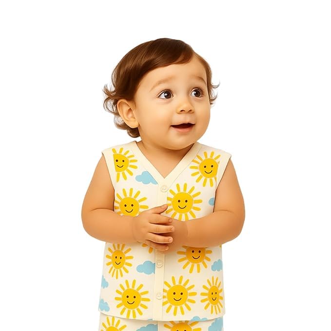 Image of Kidbea Newborn Baby Unisex Jhabla | 100% Cotton Muslin | Soft & Cozy Summer Wear for Boys & Girls | Multiple Prints for Infant