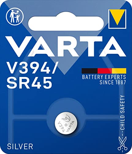 VARTA Batterien V394/SR45 Knopfzelle 1 Stück Silver Coin 1 55V kindersichere Verpackung für elektronische Kleingeräte - Uhren Autoschlüssel Fernbedienungen Waagen