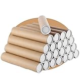 PACKZONE A3 Postal Tubes with Lids – Pack of 5 Heavy-Duty Cardboard Tube for Mailing Posters, Documents & Artwork, Packaging Roll with Plastic End Caps – Parcel, Posting & Shipping Tubes