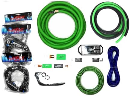 Dual Amp Kit Sky High Car Audio 1/0 to Dual 4 Gauge Complete Amp Kit (Green/Black)