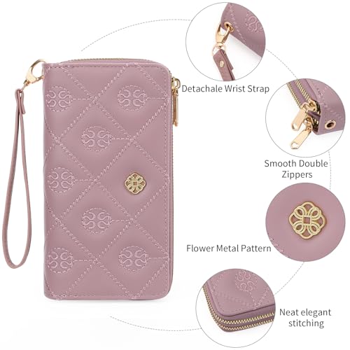 Women's Wallet Large Capacity Double Zip Ladies Card Phone Holder Quilted Wristlet2