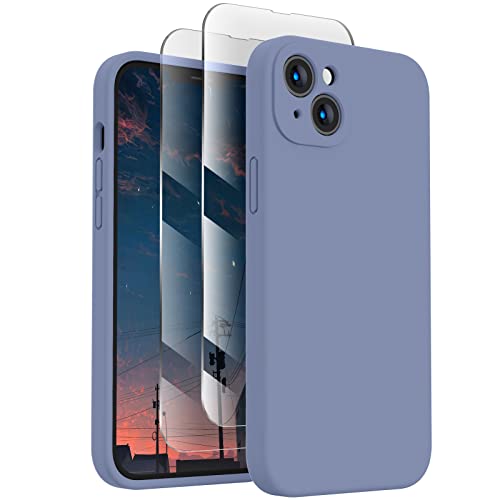 Image of FireNova Designed for iPhone 14 Case, Silicone Upgraded [Camera Protection] Phone Case, Soft Anti-Scratch Microfiber Lining Inside, 6.1 inch, Lavender Gray