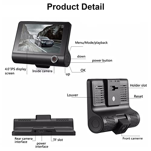 Dash Cam for Car, Front and Rear Dash Cam 1080P FHD Dashcam 4 IPS Dashboard Car Camera with 170° Wide Angle,Loop Recording,G Sensor, Parking Monitor, Motion Detection by GOWENIC - Image 8