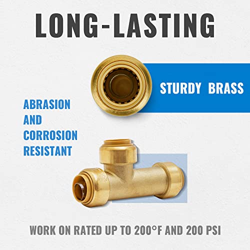 image for SUNGATOR 3/4 Inch Slip Tee, Repair Tee Fittings, Brass Push-to-Connect