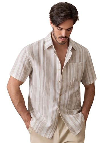 Image of Lymio Men Shirt || Striped Shirt for Man || Half Sleeve || Summer Style (Packs Also Available) (Lilen-Strip)