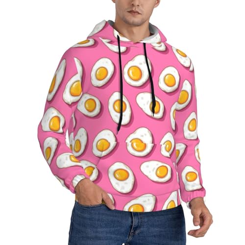 Hoodies For Men - Bright Fried Egg Pink Print Long Sleeve Casual Men'S Hoodies & Sweatshirts Pullover With Pocket