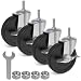 4X 4 Inch Brake Stem Casters 3/8"-16x1", Swivel Rubber Stem Caster Wheels with Nuts Lock, Industrial Castors Replacement for Carts Workbench Trolley (OeCaster100_1025EN)